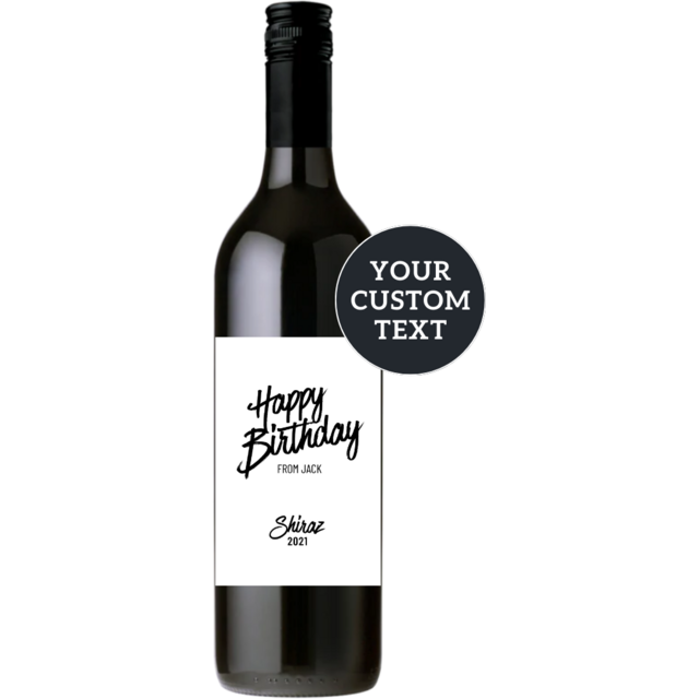 Custom Wine Label | Happy Birthday | Qty 12 | 10x15cm B&W Labels