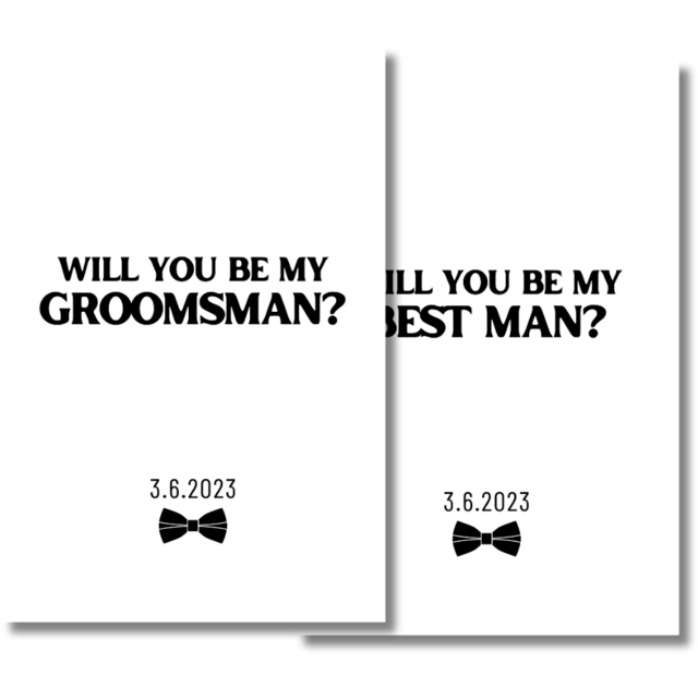 Custom Wine Label | Groomsman + Best Man | Qty 12 | 10x15cm B&W Labels