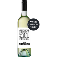 Custom Wine Label | Birthday Bold | Qty 12 | 10x15cm B&W Labels